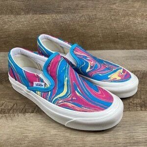 VANS Classic Slip On Anaheim Factory Og Marble Blue/Pink Shoes Womens Sz 5.5 NEW
